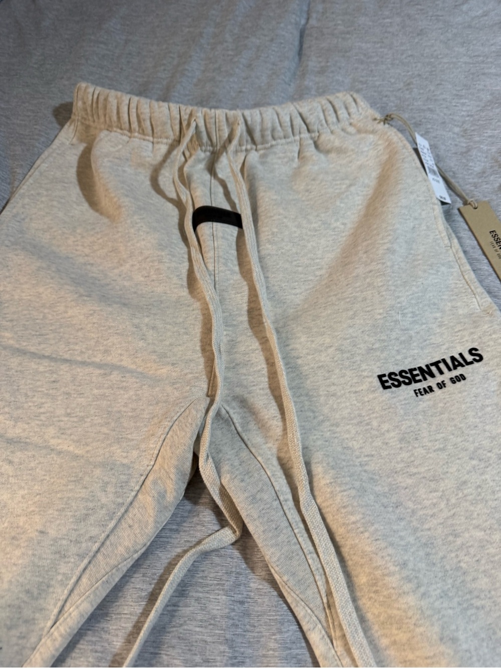 Fear of God Essentials Light Gray Sweatpants with Black Logo